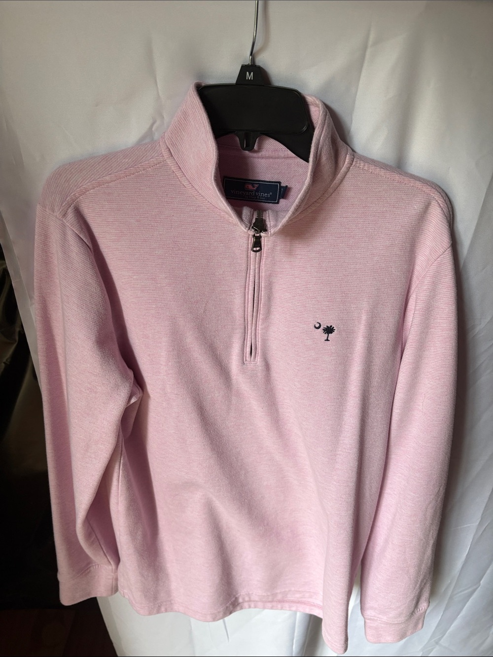 Vineyard Vines South Carolina Pale Pink Half-Zip Pullover Sweater